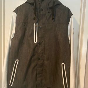 Men’s snowboarding jacket with leather sleeves